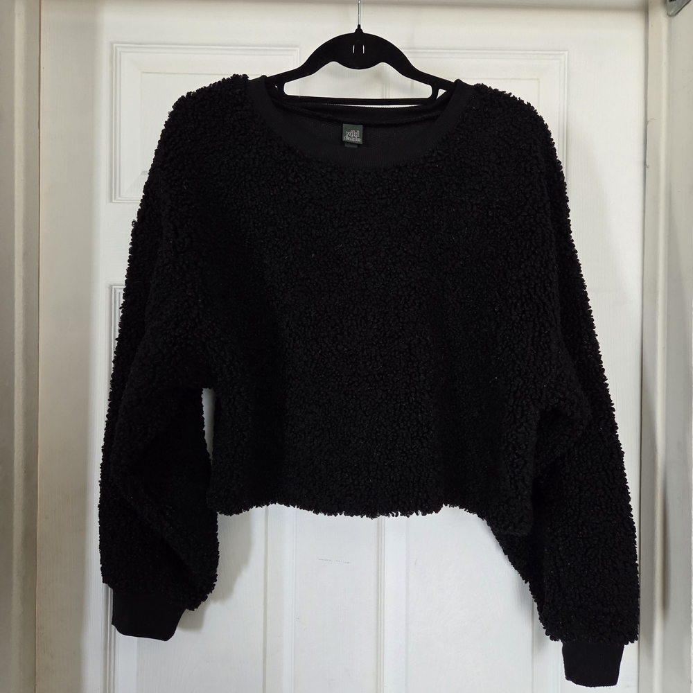 wild fable Black Sherpa Crewneck Sweatshirt